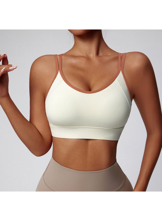 European And American Sports Underwear Medium Strength Contrast Color Fixed One Shockproof Running Gather Pilates Back Bra