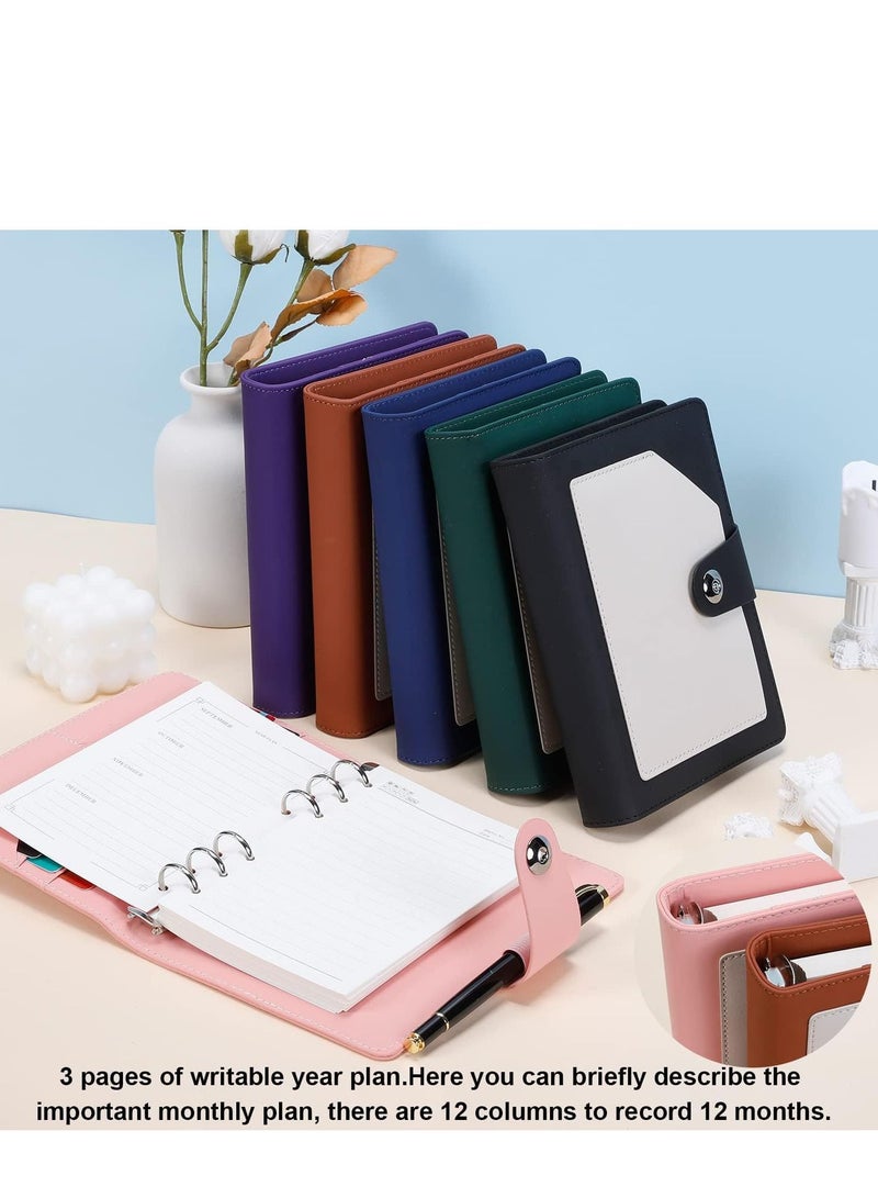 SYOSI A6 Leather Journal Notebook, 6 Ring Binder Refillable Travel Journal, with Ballpoint Pen/Refill, 126PagesThick Ruled Paper Daily Diary for School, Travel, Business, Work, Home Writing (Green)  - Image 5