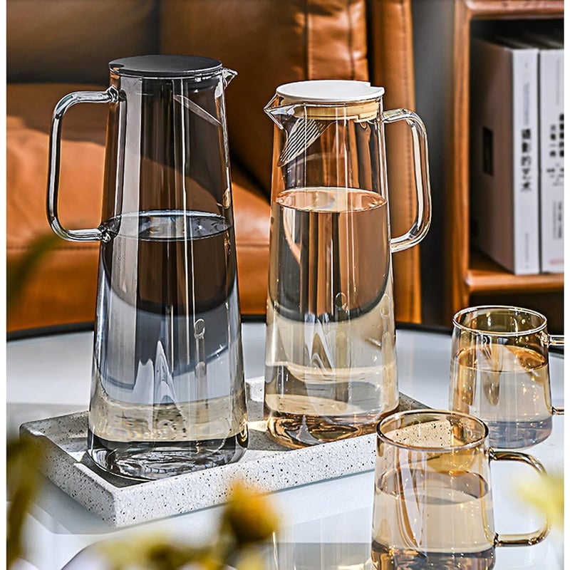 Wringo Premium Amber Glass Water Jug 18 LTR Transparent Hot Cold Water Glass Pitcher with Steel Lid Water Jug Iced Tea Milk and Juice Beverage Carafe Lemon Jug 1800ML WQ02 - Image 2