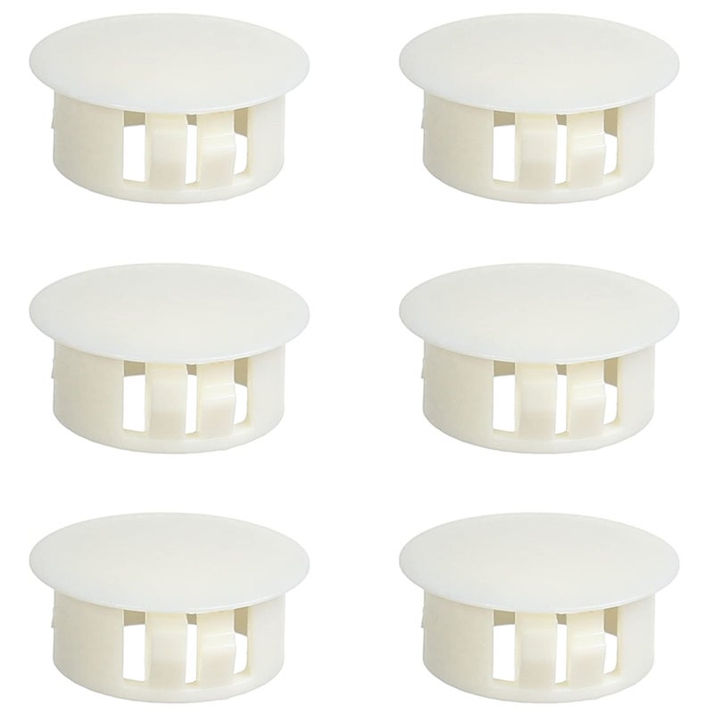 Fielect 10pcs Hole Plugs White 34 Inch 19mm Plastic Hole Cover Flush Type Round Snap Panel Locking Hole Plugs Cover Pipe Post End Cap for Cabinet Furniture Protectors