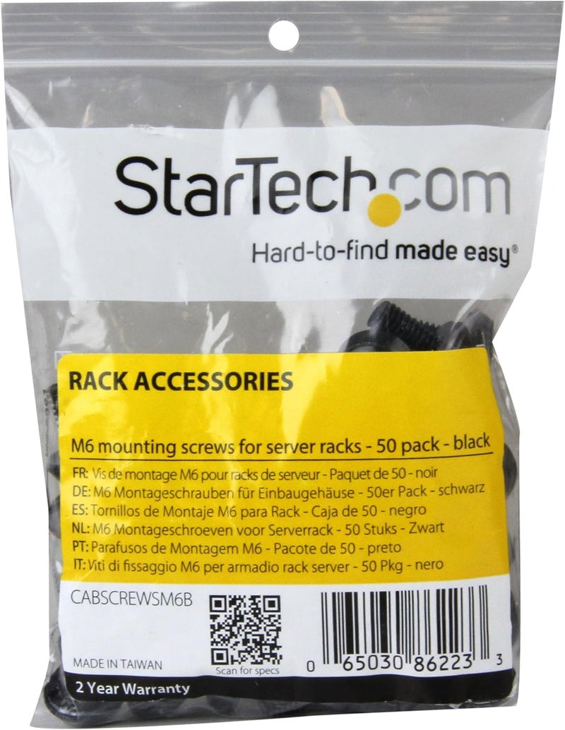 Star Tech .com M6 x 12mm - Screws - 50 Pack, Black - M6 Mounting Screws for Server Rack & Cabinet , TAA (CABSCREWSM6B) - Image 2
