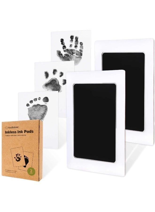 KeaBabies Round Inkless Ink Pads 2 Pack, Baby Handprint Kit, Jet Black - Image 1