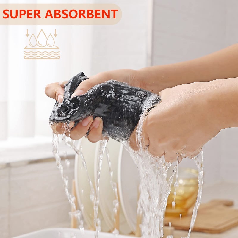 Kitinjoy Kitinjoy 100% Cotton Waffle Weave Kitchen Towels  6-Pack Super Soft and Absorbent Kitchen Dish Towels for Drying Dishes  Kitchen Hand Towels  13 in x 28 in  Black  - Image 3