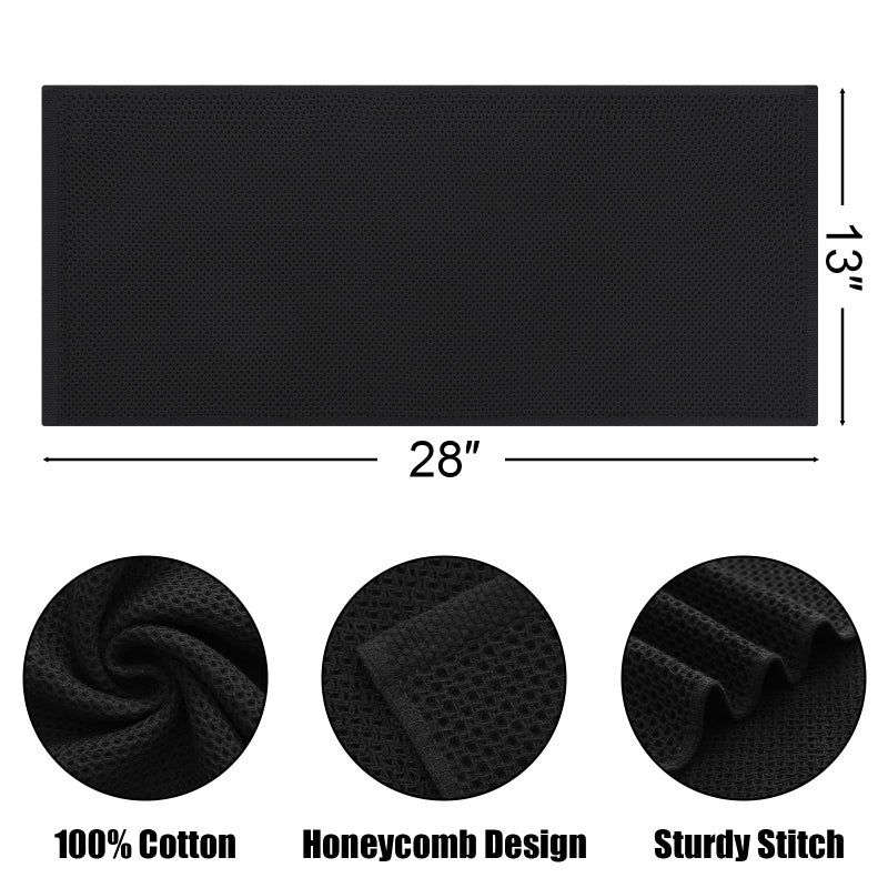 Kitinjoy Kitinjoy 100% Cotton Waffle Weave Kitchen Towels  6-Pack Super Soft and Absorbent Kitchen Dish Towels for Drying Dishes  Kitchen Hand Towels  13 in x 28 in  Black  - Image 2