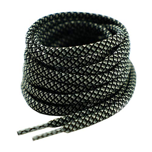 Decker Round Reflective Shoelaces 2 Pairs 1 Pair White + 1 Pair Black 5/32” Thick Night Jog Running Safe for Men & Women (54"(137 cm)) - Image 4