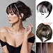 LesafeV Mini Fringe Hairpiece Straight Clip in Forehead Topper with Wispy Bangs Extension Dark Brown - Image 3