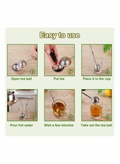 SYOSI 2 Pcs Tea Ball Infusers, Long-Handle Tea Strainer Stainless Steel for Loose Leaf Tea Spices and Seasonings in Office or Travelling  - Image 4
