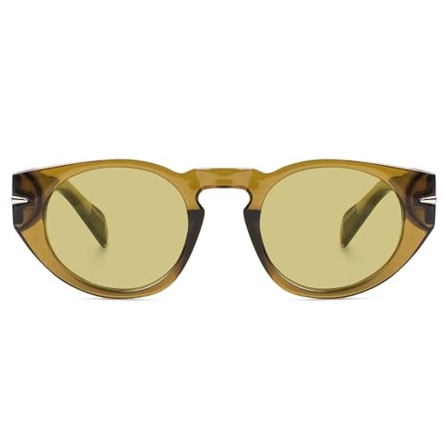 Peter Jones Round Green Beckham Style Unisex Oversized UV/UB Protected Sunglasses (3765TGR) - Image 2