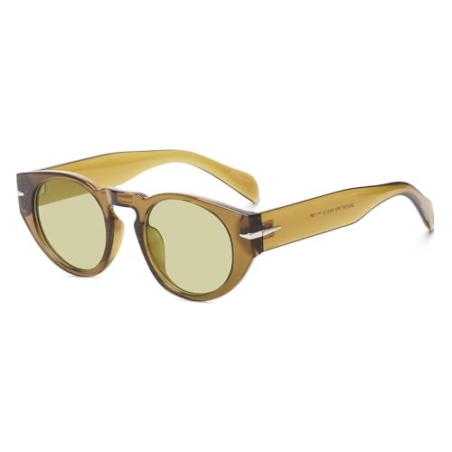 Peter Jones Round Green Beckham Style Unisex Oversized UV/UB Protected Sunglasses (3765TGR) - Image 1