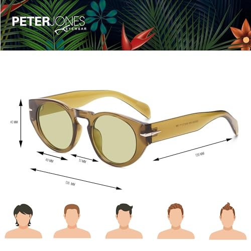 Peter Jones Round Green Beckham Style Unisex Oversized UV/UB Protected Sunglasses (3765TGR) - Image 4