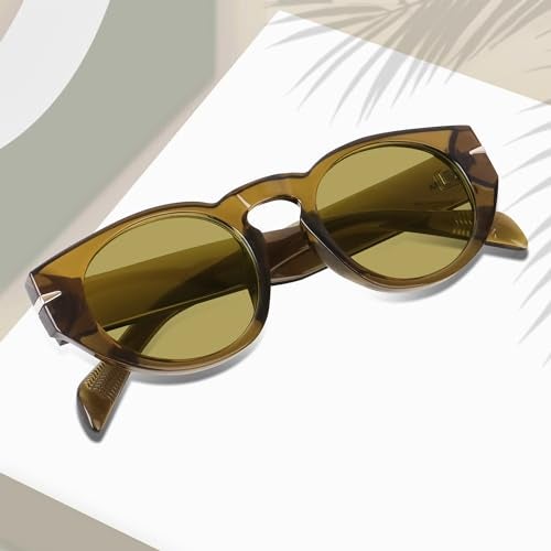 Peter Jones Round Green Beckham Style Unisex Oversized UV/UB Protected Sunglasses (3765TGR) - Image 5