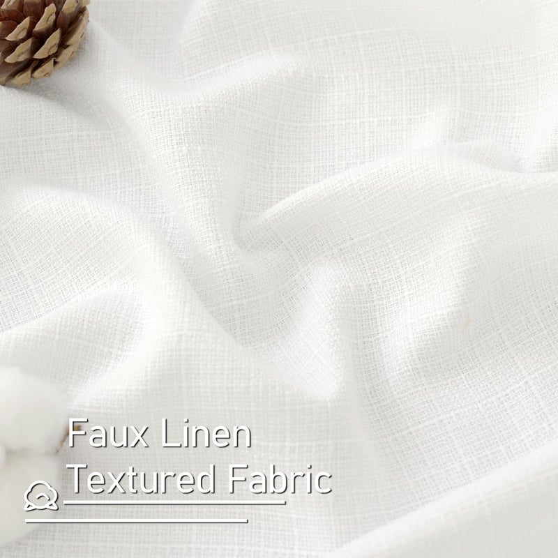 LAMIT White Linen Curtains 84 inch Length for Living Room, Thermal Insulated Soft Thick Curtains Light Filtering Privacy Grommet Window Drapes for Bedroom/Farmhouse, Set of 2 Panels, W52 x L84 - Image 3