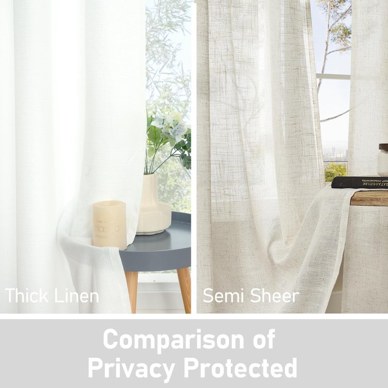LAMIT White Linen Curtains 84 inch Length for Living Room, Thermal Insulated Soft Thick Curtains Light Filtering Privacy Grommet Window Drapes for Bedroom/Farmhouse, Set of 2 Panels, W52 x L84 - Image 4