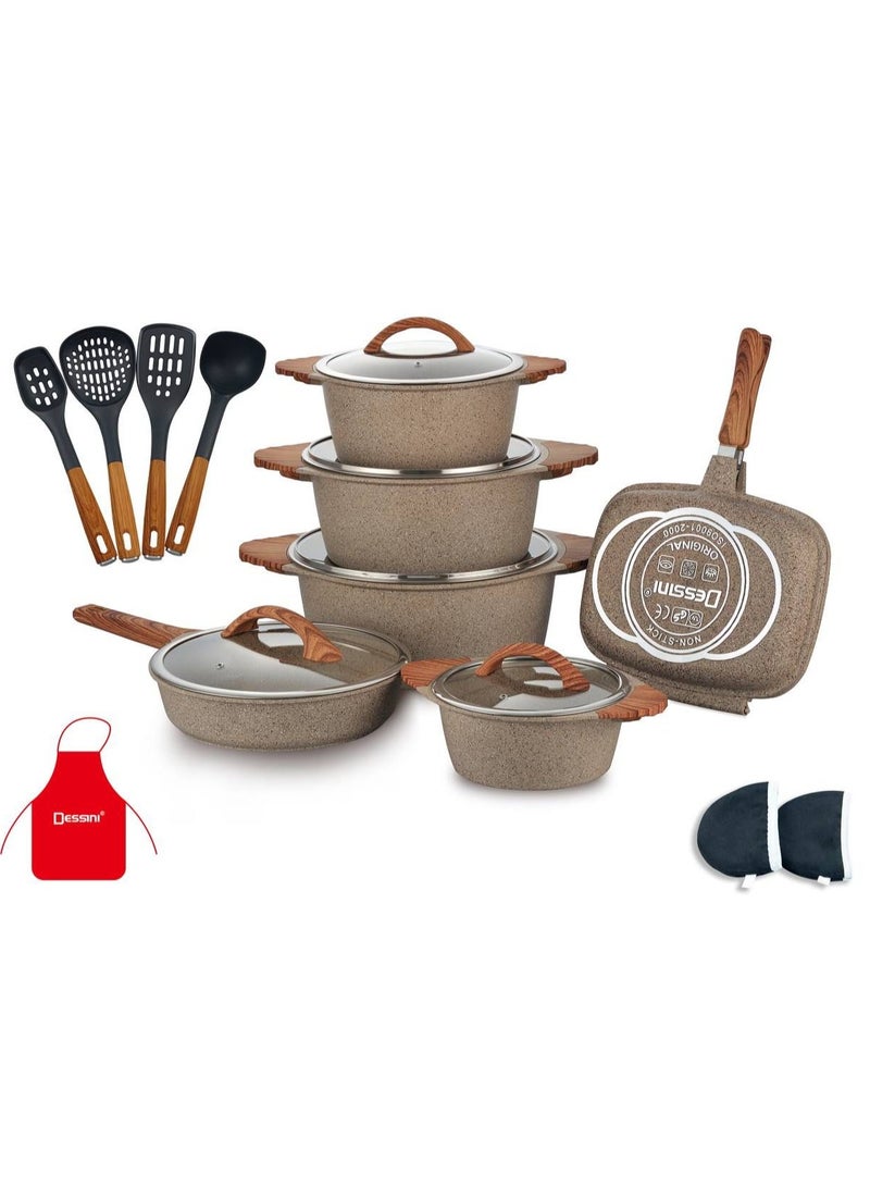 ديسيني طقم أواني طهي جرانيت سوبر غير لاصقة مكون من 19 قطعة من ديسيني - (متعدد الألوان) - Image 3