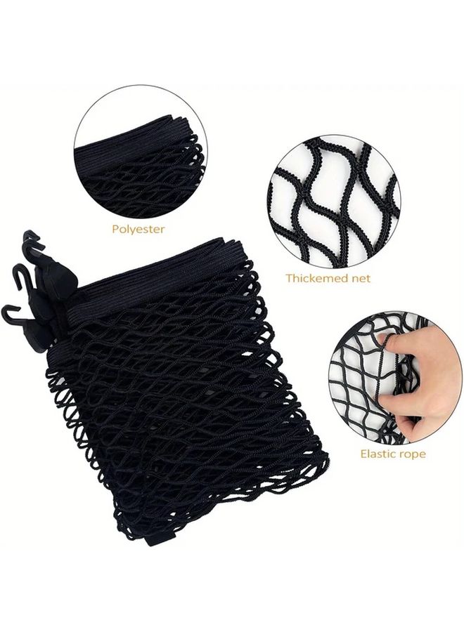 Black Expandable Car Luggage Net 80x60 to 160x120 with 4 Hooks for Trunk RV Storage - Image 4