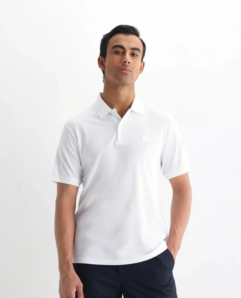 Rare Rabbit Men's Printed Collar Cotton Knitted Polo
