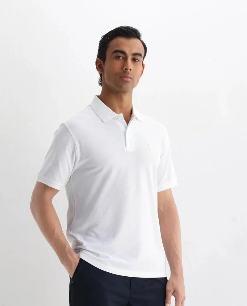 Rare Rabbit Men's Printed Collar Cotton Knitted Polo