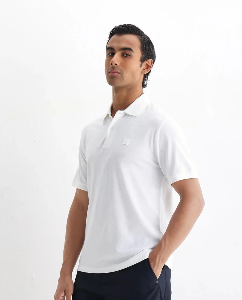 Rare Rabbit Men's Printed Collar Cotton Knitted Polo