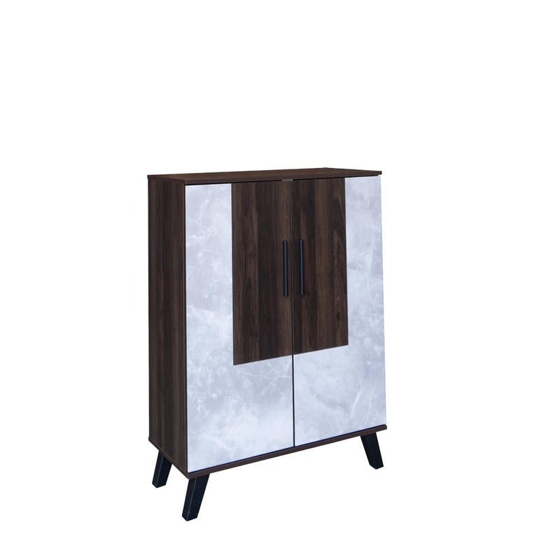 بيتي خزانة أحذية أنيقة من الخشب الماليزي 5 أدوار تنظيم – بني غامق مع رمادي - Image 2