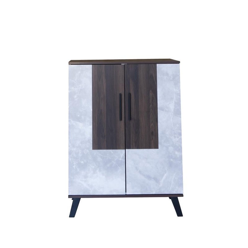 بيتي خزانة أحذية أنيقة من الخشب الماليزي 5 أدوار تنظيم – بني غامق مع رمادي - Image 3