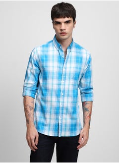 Dennis Lingo Blue Casual Shirt for Men, 100% Cotton, Slim Fit  - Image 2