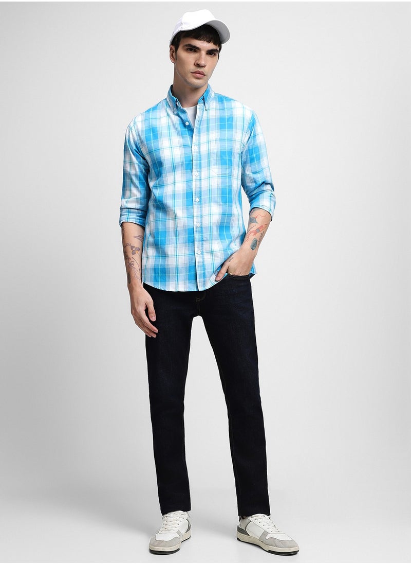 Dennis Lingo قميص كاجوال من القطن الخالص بقصّة Slim Fit ومربّع منقوش  - Image 1