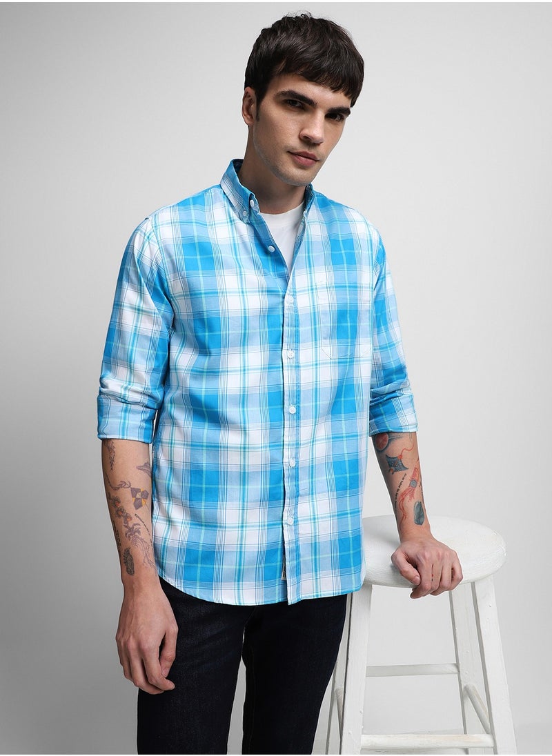 Blue Casual Shirt for Men, 100% Cotton, Slim Fit - pzsku/Z720FF176A7A4DB37827AZ/45/_/1723642960/ccc4c420-4bc1-424f-8e26-7317664fb730