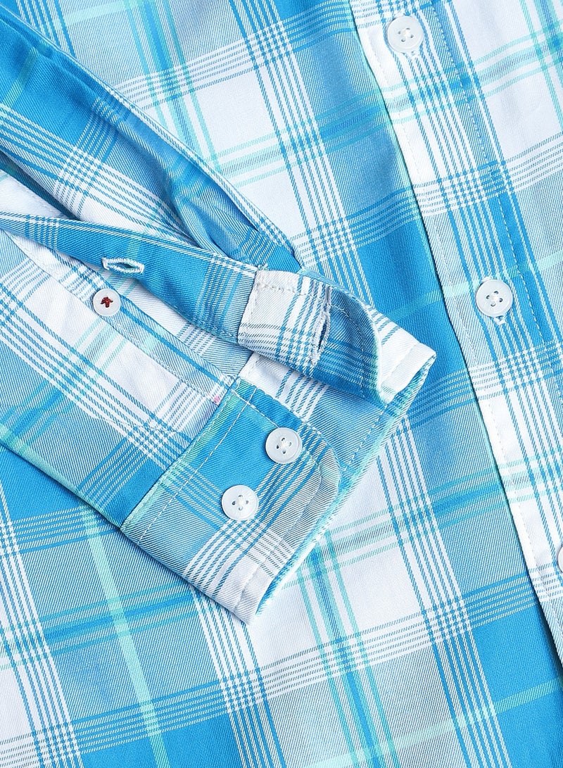 Blue Casual Shirt for Men, 100% Cotton, Slim Fit