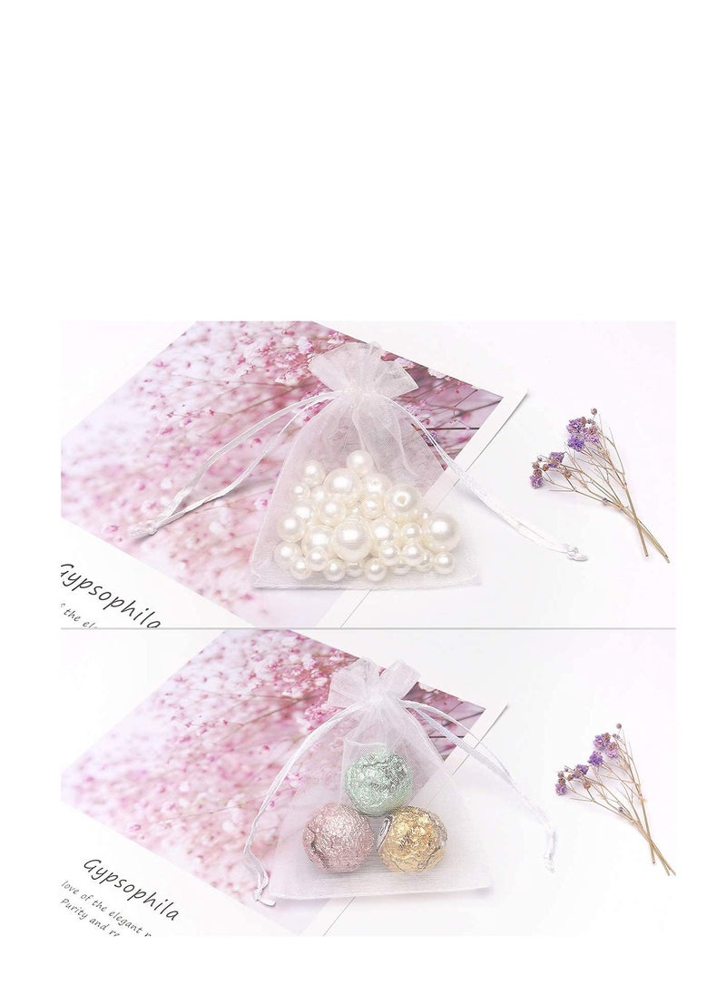 MARKQ [100 Pieces] White Organza Bags with Drawstrings - [7 x 9cm] Organza Goody Bags and Gift Pouches for Jewelry, Candy & Party Favors  - Image 3
