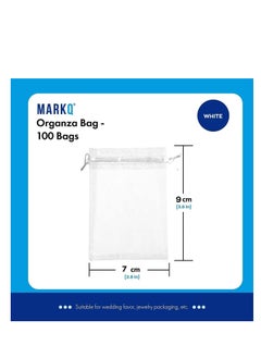 MARKQ [100 Pieces] White Organza Bags with Drawstrings - [7 x 9cm] Organza Goody Bags and Gift Pouches for Jewelry, Candy & Party Favors  - Image 2