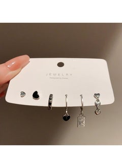 Silver Needle Love Flower Butterfly Earrings Fresh Sweet Girl Heart Ear Stud Set Fashion Simple Design Sense Earrings