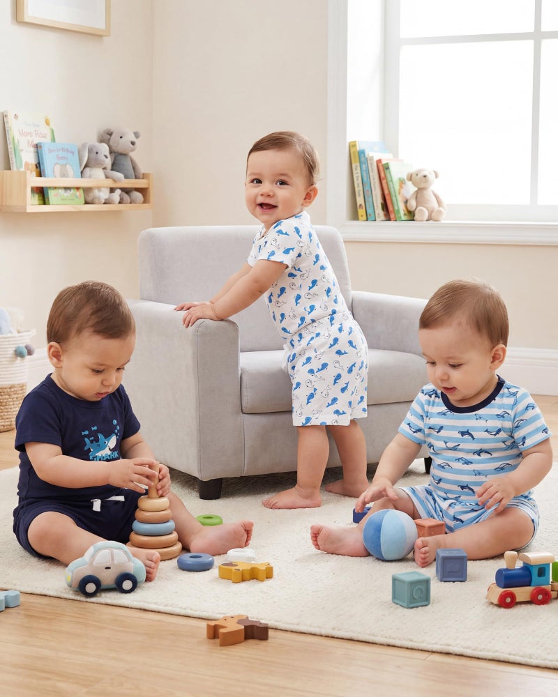Jecson Baby Boy Outfits Newborn Boy Clothes Set 6-Piece Baby Boy Summer Clothes with Short Sleeve Shirt and Shorts - Image 4