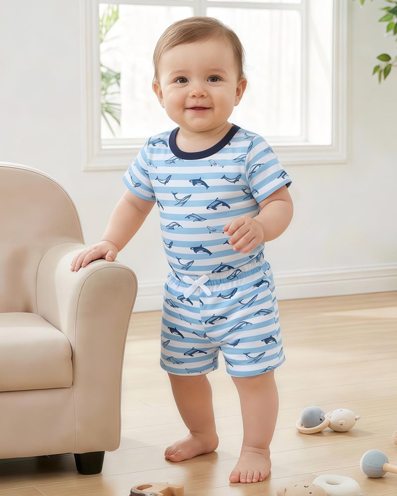 Jecson Baby Boy Outfits Newborn Boy Clothes Set 6-Piece Baby Boy Summer Clothes with Short Sleeve Shirt and Shorts - Image 5