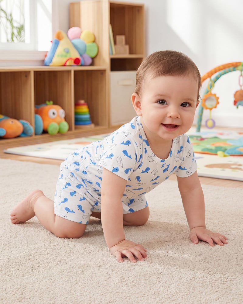 Jecson Baby Boy Outfits Newborn Boy Clothes Set 6-Piece Baby Boy Summer Clothes with Short Sleeve Shirt and Shorts - Image 3