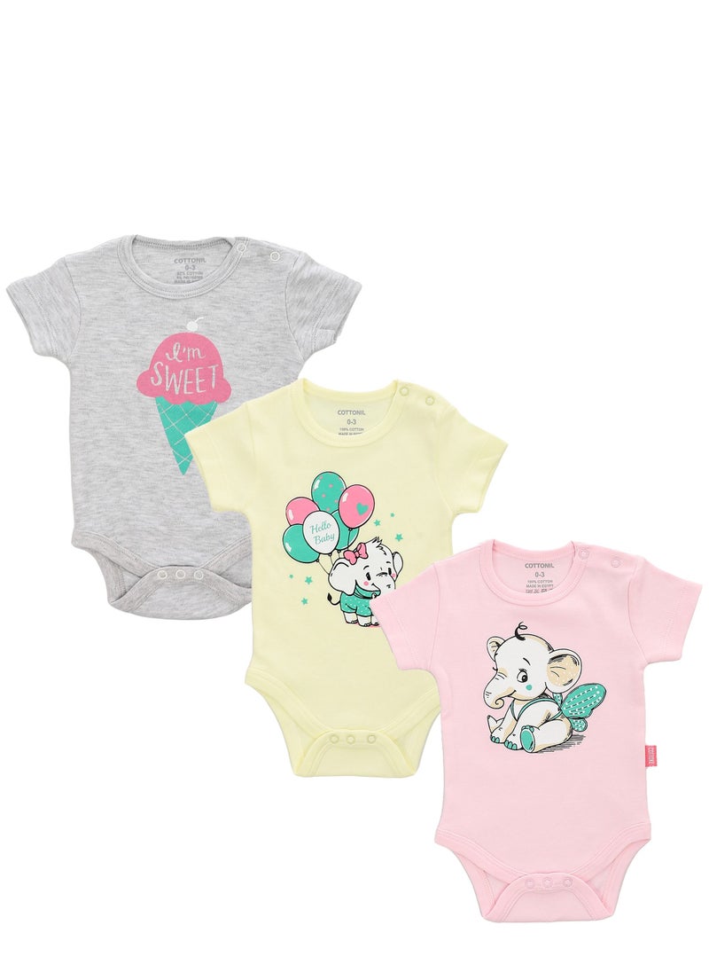 COTTONIL Bundle Of Three Half Sleeves Snap Closure Bodysuit  - Image 1