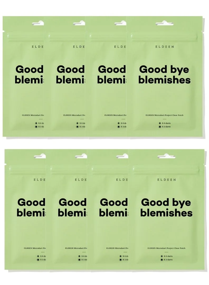 ELDEEN Good Bye Blemishes - Eldeen Microdart Project: Clear Patch - The Ultimate Solution for Your Skin, clear blemishes/zits, clear, 6 small patches, 3 large patches (Pack of 8)