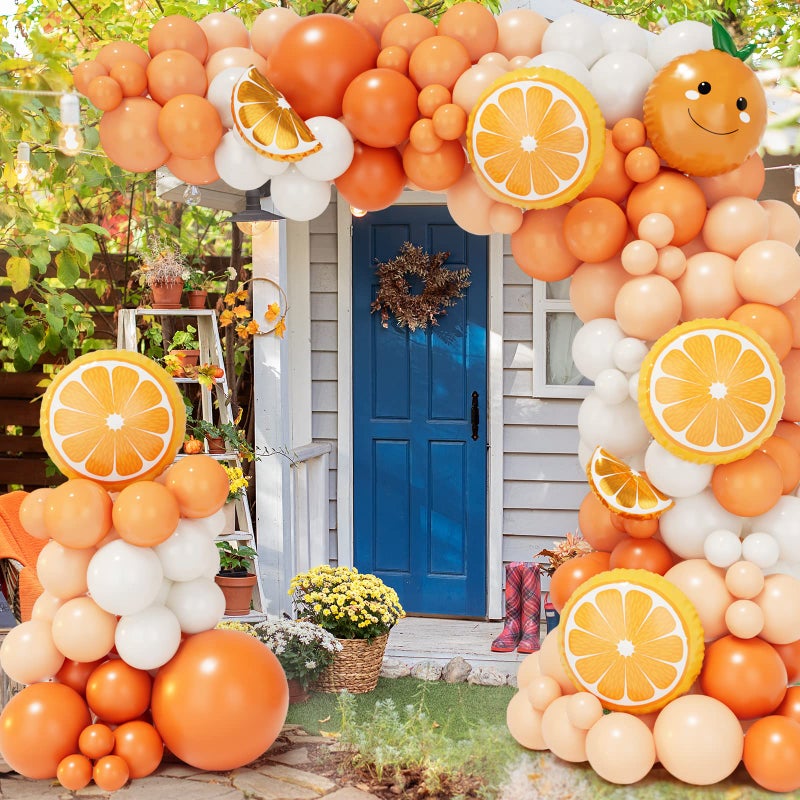 Chamrrille Little Cutie Baby Shower Decorations 173PCS Orange Balloon Garland Arch kit Macaron Pastel Orange Balloons White Balloons for Baby Shower Tangerine Theme Fruit Birthday Party Decorations - Image 2