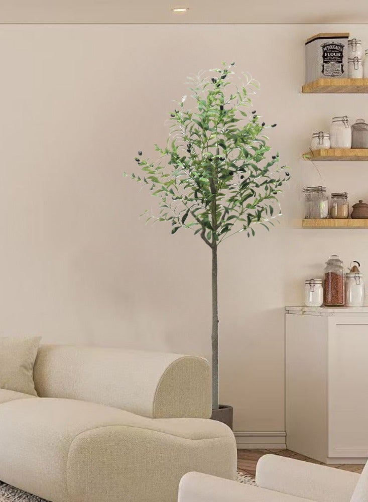 Generic (150CM) Artificial Olive Tree in Black Plastic Pot - Realistic Faux Potted Silk Plant with Lifelike Branches & Fruits, Perfect for Indoor/Outdoor Home, Office, Garden Decor – Modern Floor Tree for Living Room, Housewarming Gift  - Image 3