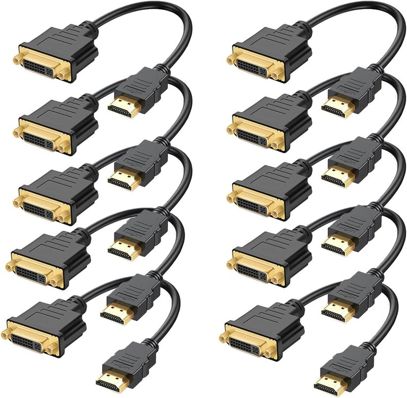 Anbear HDMI to DVI Cable, Bi-Directional HDMI Male to DVI-D(24+1) Female Adapter, 4k DVI to HDMI Conveter (10 Pack, DVI-D) - Image 1