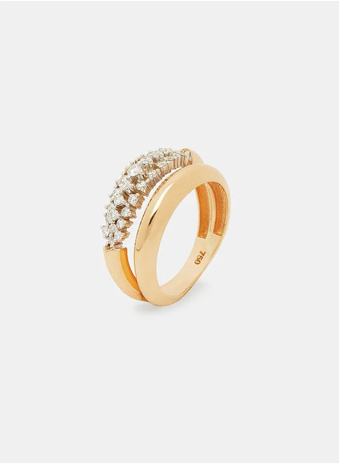 أناكا 18Kt Rose Gold Ring Studded with Natural Diamonds