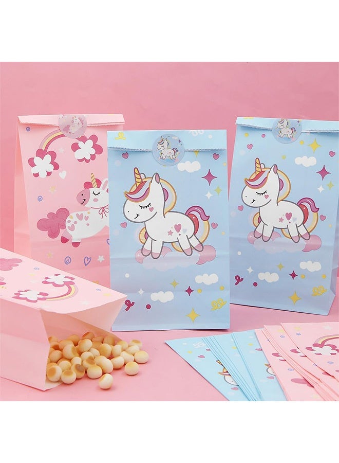 Peachjoy Party Bags, 24 Pack Unicorn Paper Party Bags for Kids Party, Unicorn Goodie Candy Treat Paper Bags for Girls, Gift Bags with Stickers for Unicorn Theme Birthday Baby Shower Party Supplies - Image 3