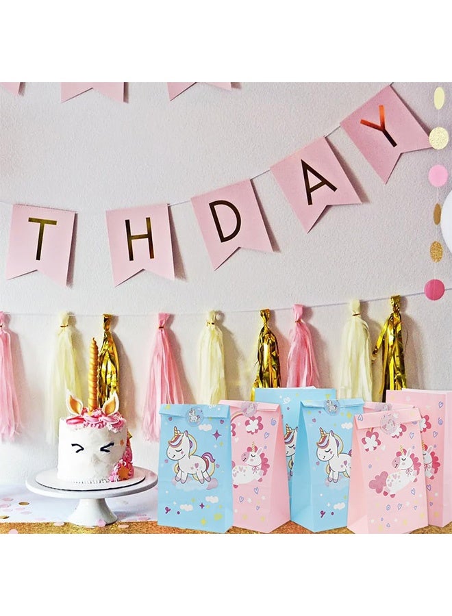 Peachjoy Party Bags, 24 Pack Unicorn Paper Party Bags for Kids Party, Unicorn Goodie Candy Treat Paper Bags for Girls, Gift Bags with Stickers for Unicorn Theme Birthday Baby Shower Party Supplies - Image 5