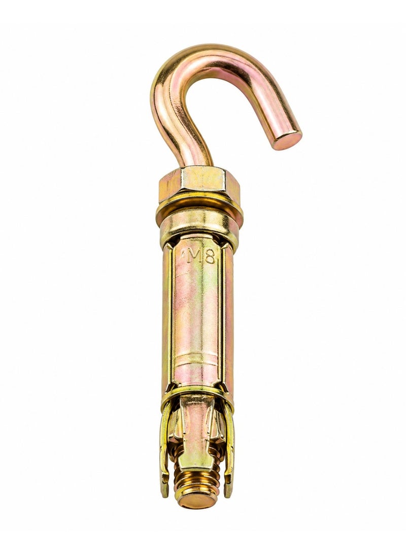 AL ARQAM M8 Fix Rawl Bolt Hook Anchor, Gold Expansion Sleeve Hook Bolt, 30 Pieces Box, Heavy Duty Wall Ceiling Hanging Fastener For Concrete Brick Block Masonry - Image 1