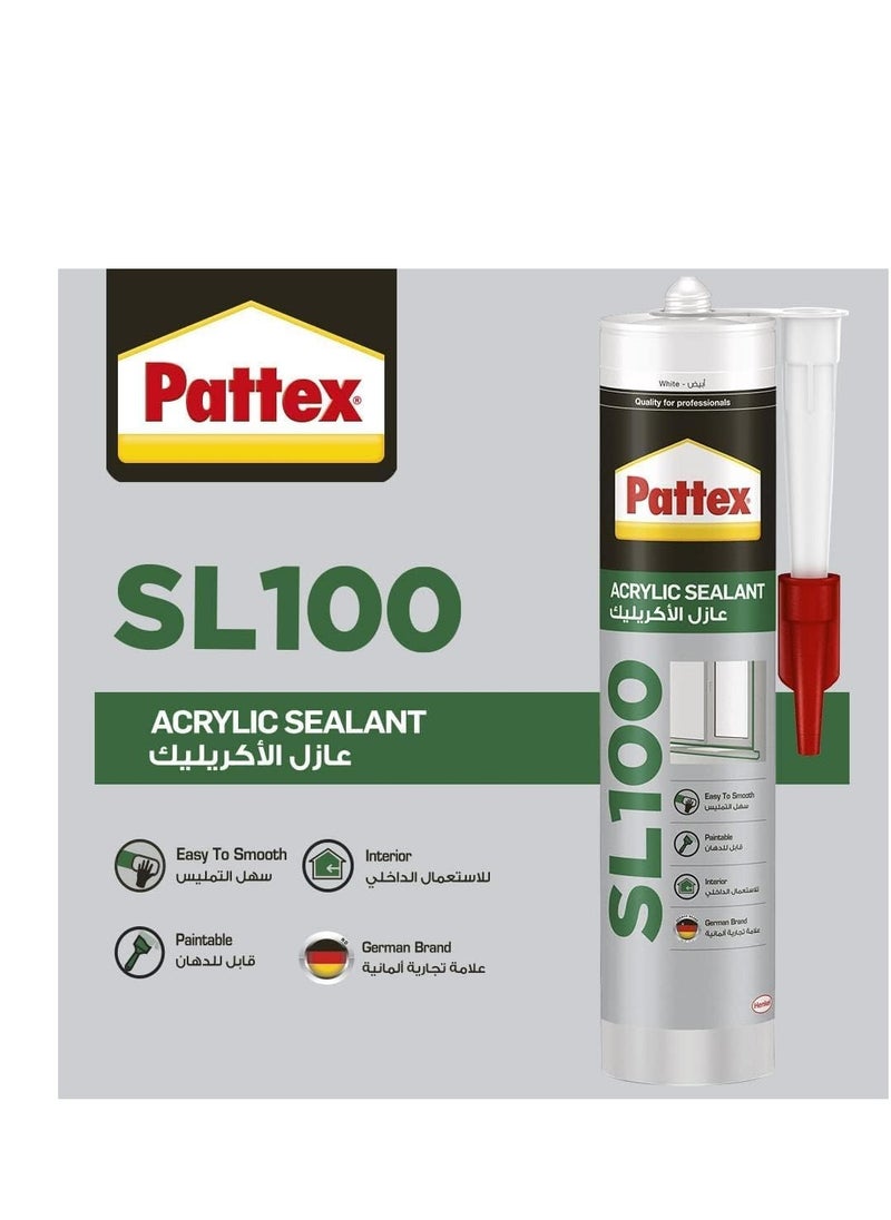 Pattex Pattex SL100 Acrylic Sealant in White, Joint Filler for Interior Use, Ideal for Cracks, Door & Window Frame Sealant, Easy to Use White Sealant,280ml Cartridge, Pack of 2  - Image 4