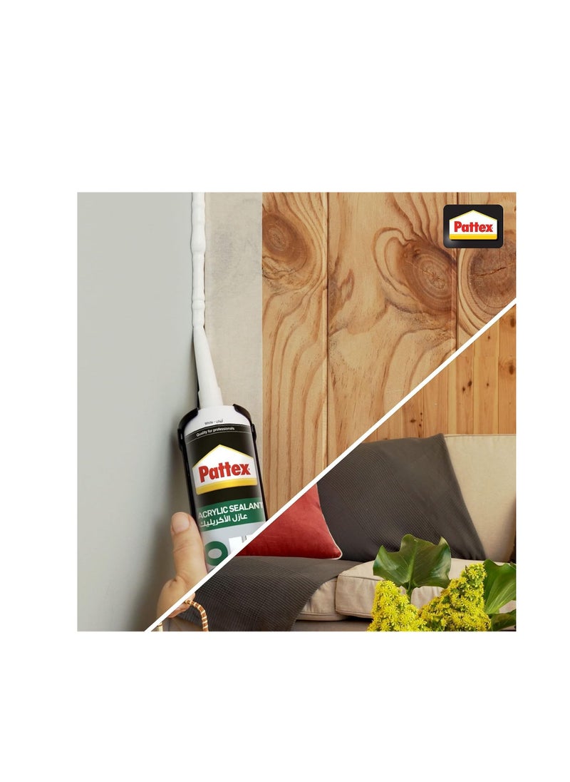 Pattex Pattex SL100 Acrylic Sealant in White, Joint Filler for Interior Use, Ideal for Cracks, Door & Window Frame Sealant, Easy to Use White Sealant,280ml Cartridge, Pack of 2  - Image 5