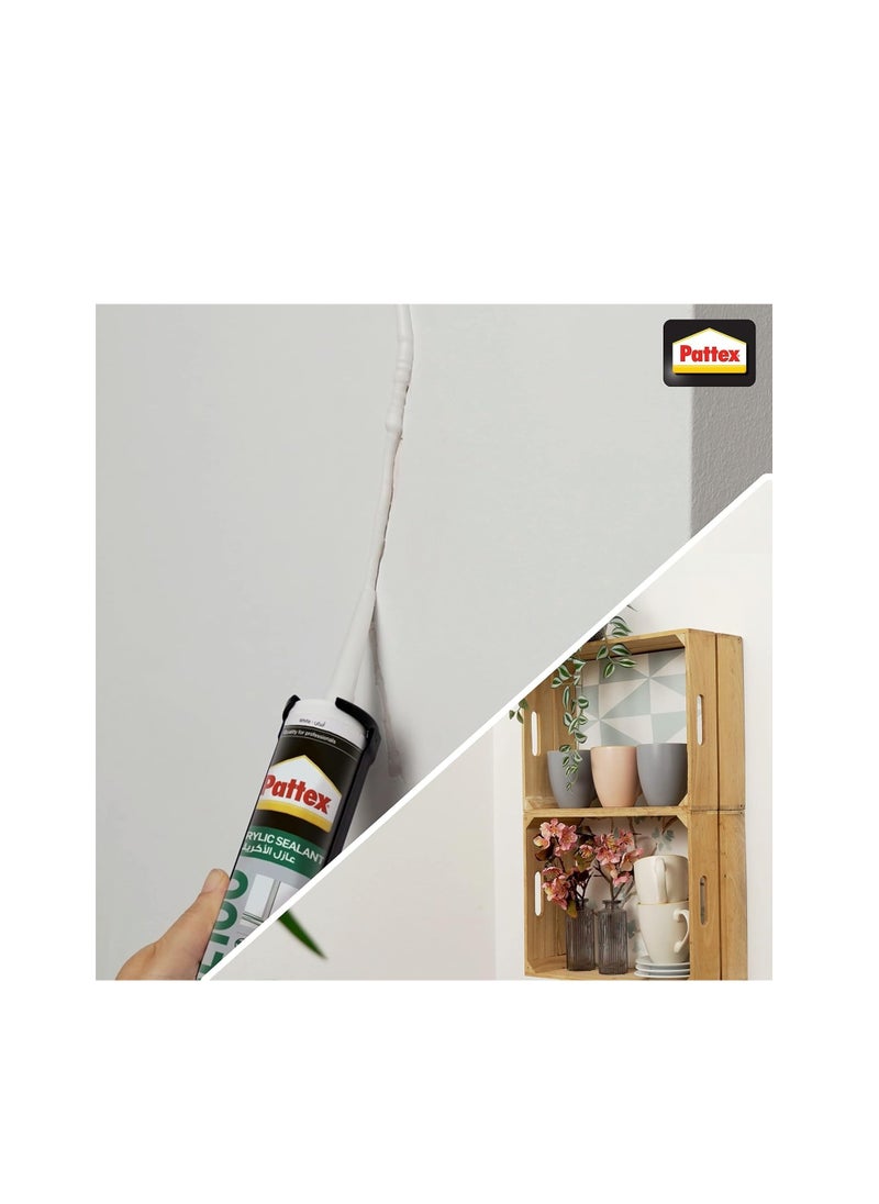 Pattex - Pattex SL100 Acrylic Sealant in White, Joint Filler for Interior Use, Ideal for Cracks, Door & Window Frame Sealant, Easy to Use White Sealant,280ml Cartridge, Pack of 2 - Image 1
