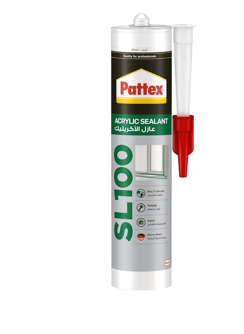 Pattex Pattex SL100 Acrylic Sealant in White, Joint Filler for Interior Use, Ideal for Cracks, Door & Window Frame Sealant, Easy to Use White Sealant,280ml Cartridge, Pack of 2  - Image 2