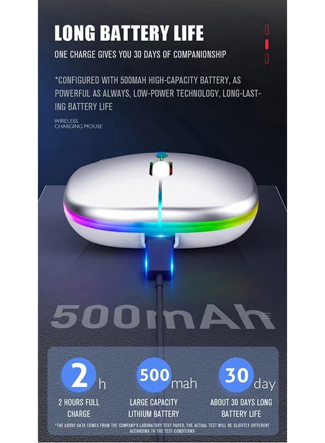 general Wireless Bluetooth Mouse, Bluetooth 5.1 + USB, 2.4GHz Rechargeable Silent Bluetooth Wireless Mouse, Computer Mice with USB Receiver(White) - Image 5