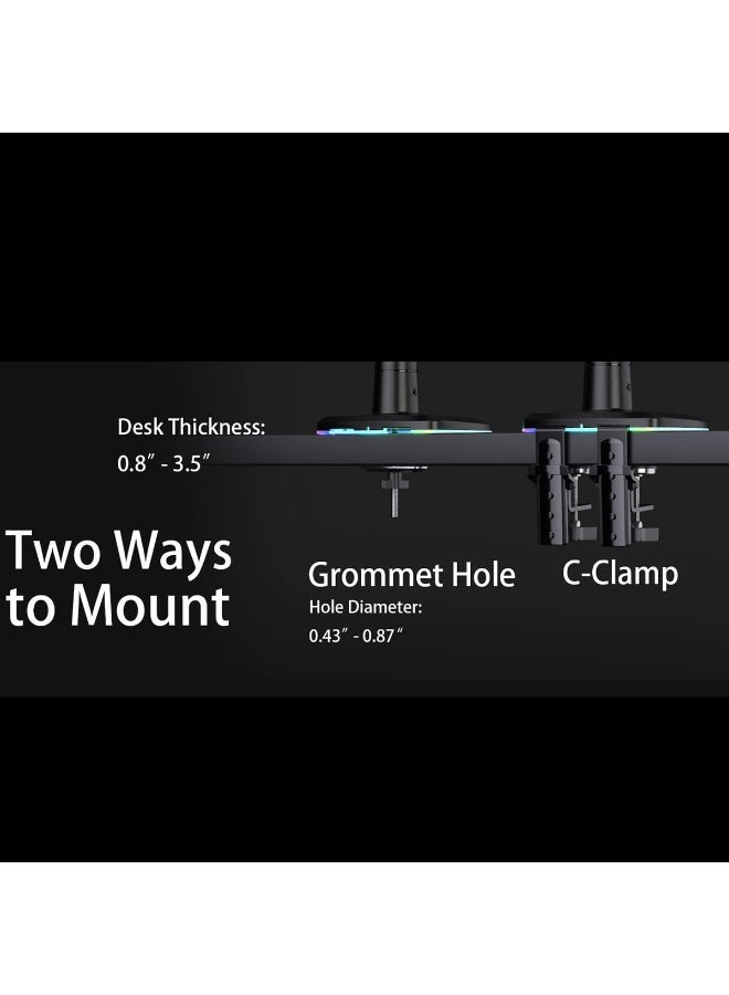 NB NORTH BAYOU RGB Gaming Monitor Arm – Ergonomic Heavy-Duty Mount for 32–60 Inch Flat, Ultrawide & Curved Screens, VESA 75/100 mm, Supports up to 20 kg - Image 5