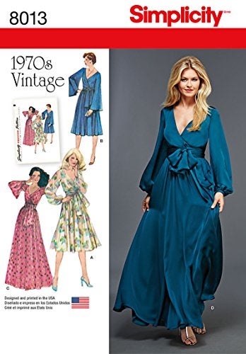 Simplicity Vintage نمط خياطة فستان عتيق من سيمبليسيتي 8013 من السبعينات، مقاسات 14-22 - Image 2